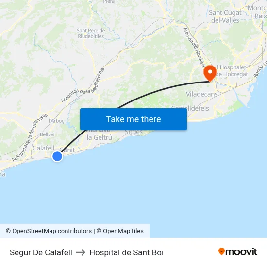 Segur De Calafell to Hospital de Sant Boi map