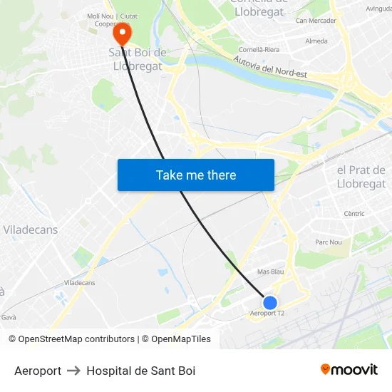 Aeroport to Hospital de Sant Boi map