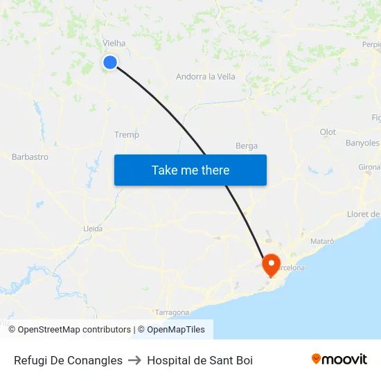 Refugi De Conangles to Hospital de Sant Boi map
