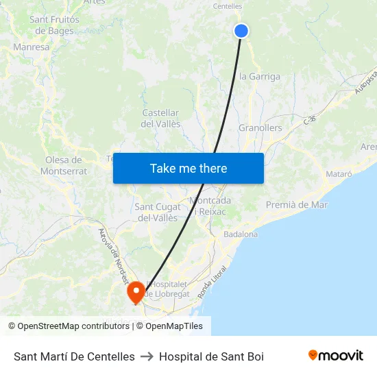 Sant Martí De Centelles to Hospital de Sant Boi map