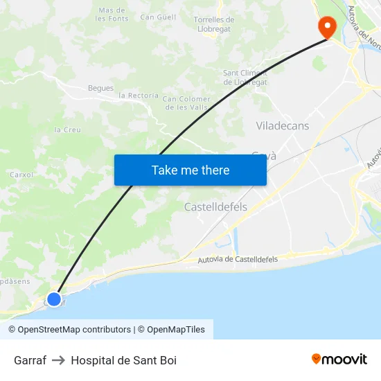Garraf to Hospital de Sant Boi map