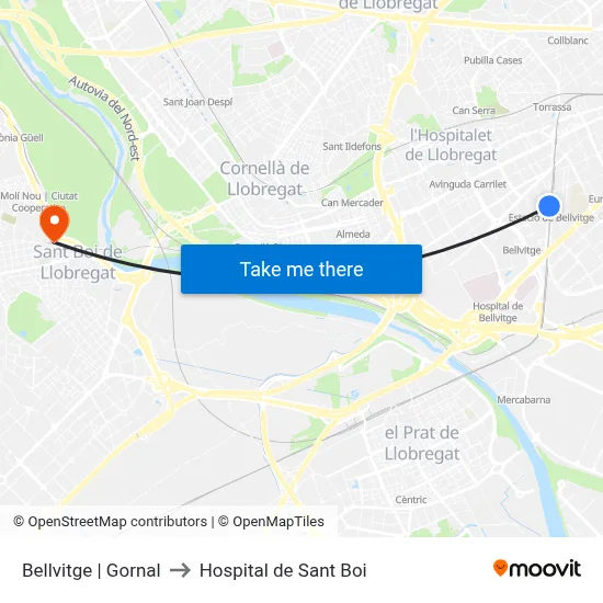 Bellvitge | Gornal to Hospital de Sant Boi map
