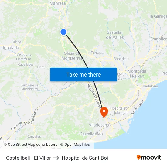 Castellbell I El Villar to Hospital de Sant Boi map