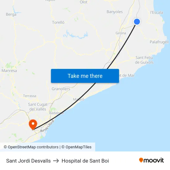 Sant Jordi Desvalls to Hospital de Sant Boi map