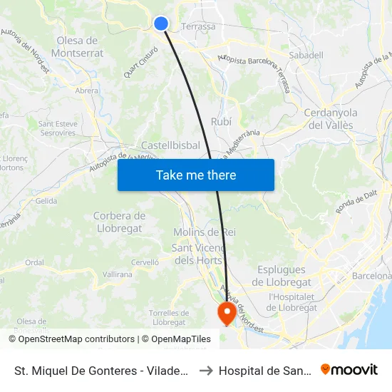 St. Miquel De Gonteres - Viladecavalls to Hospital de Sant Boi map