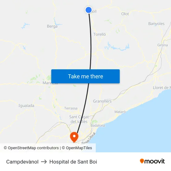 Campdevànol to Hospital de Sant Boi map