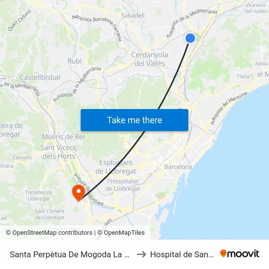 Santa Perpètua De Mogoda La Florida to Hospital de Sant Boi map
