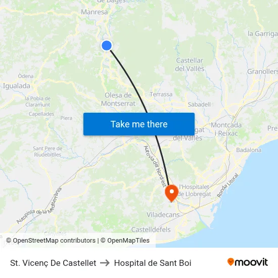St. Vicenç De Castellet to Hospital de Sant Boi map