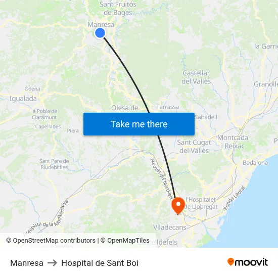 Manresa to Hospital de Sant Boi map