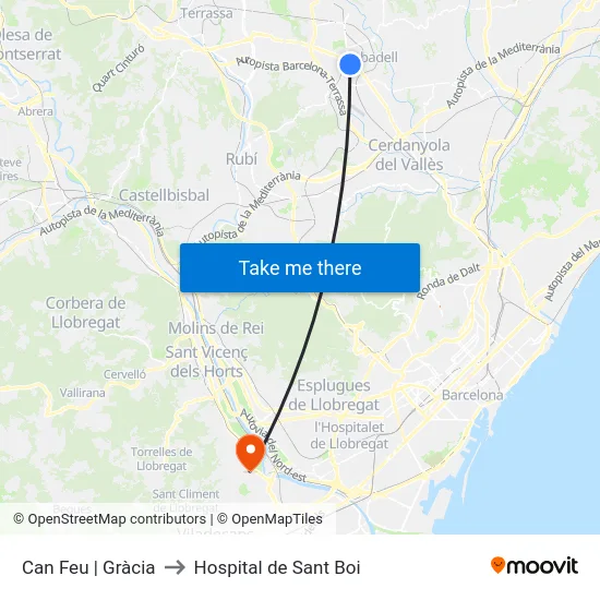 Can Feu | Gràcia to Hospital de Sant Boi map