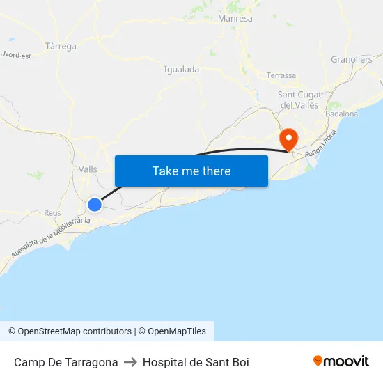 Camp De Tarragona to Hospital de Sant Boi map