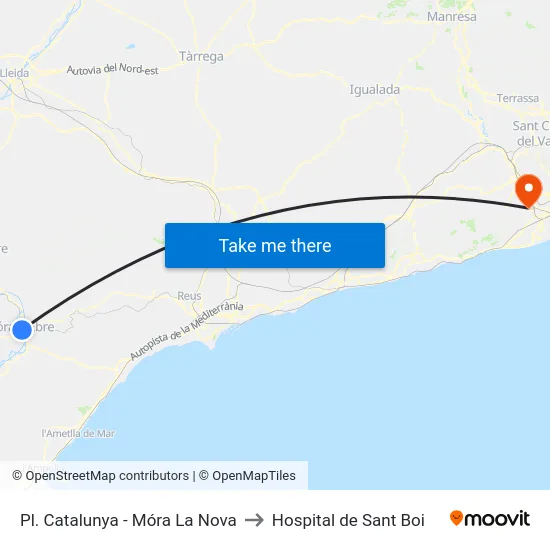 Pl. Catalunya - Móra La Nova to Hospital de Sant Boi map