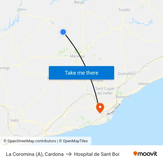 La Coromina (A), Cardona to Hospital de Sant Boi map
