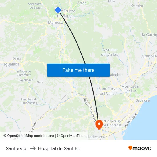 Santpedor to Hospital de Sant Boi map