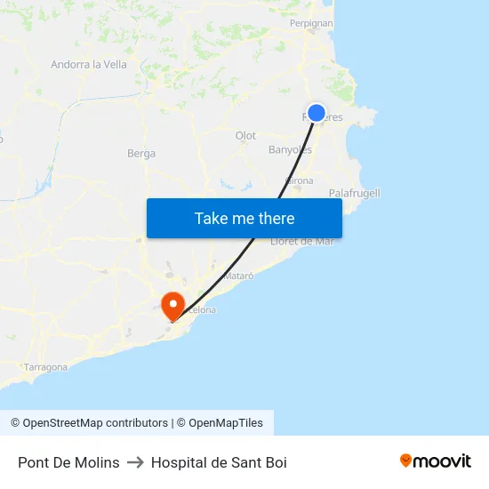 Pont De Molins to Hospital de Sant Boi map