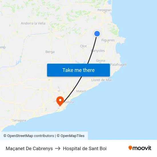 Maçanet De Cabrenys to Hospital de Sant Boi map