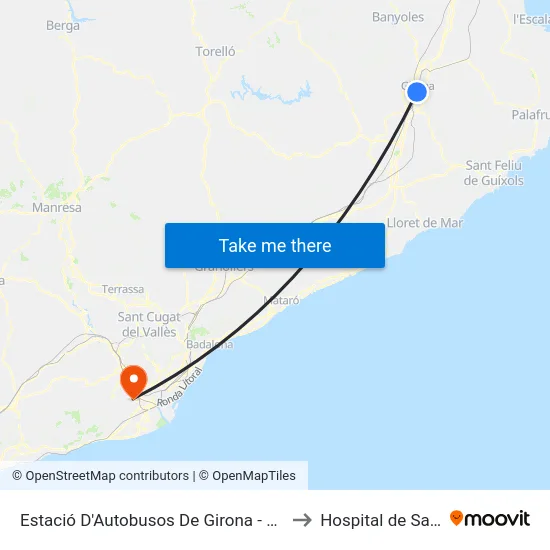 Estació D'Autobusos De Girona - Pl. Espanya to Hospital de Sant Boi map