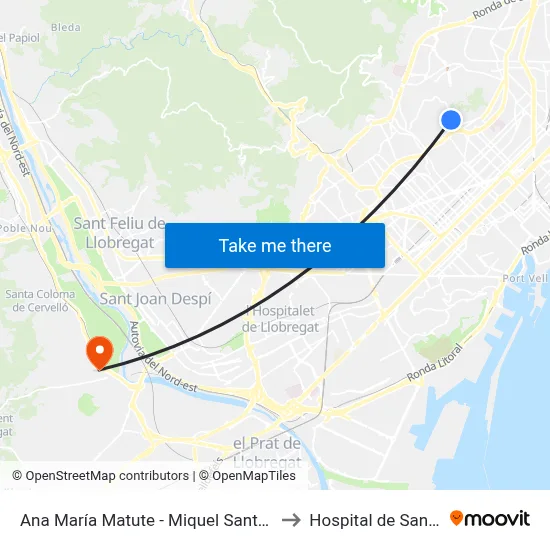 Ana María Matute - Miquel Sants Oliver to Hospital de Sant Boi map