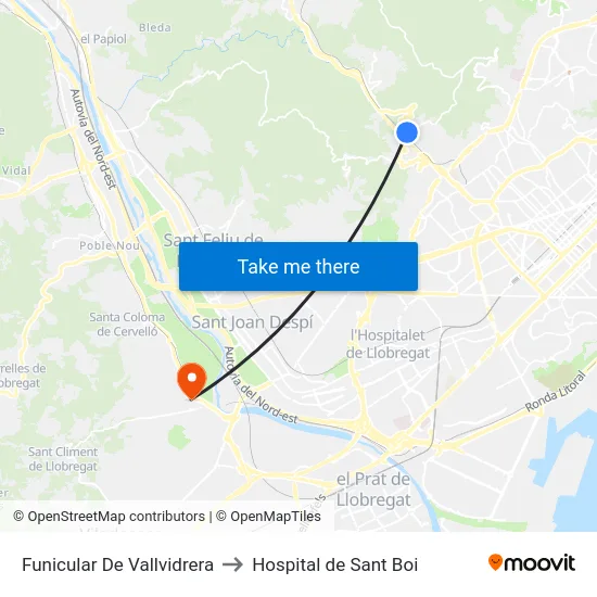 Funicular De Vallvidrera to Hospital de Sant Boi map