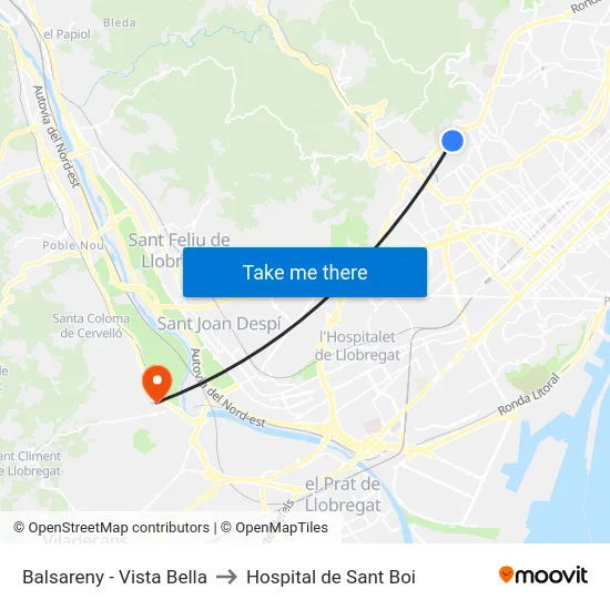Balsareny - Vista Bella to Hospital de Sant Boi map