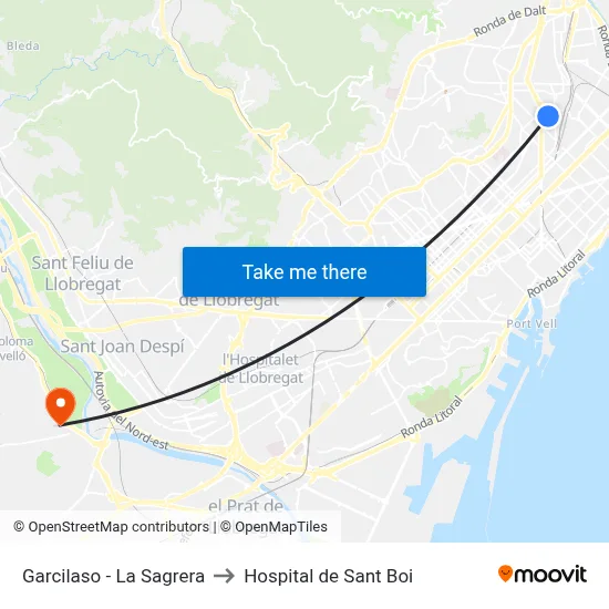 Garcilaso - La Sagrera to Hospital de Sant Boi map