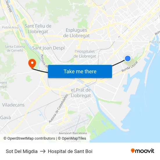 Sot Del Migdia to Hospital de Sant Boi map