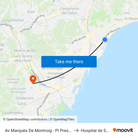 Av Marquès De Montroig - Pl Pres Tarradellas to Hospital de Sant Boi map