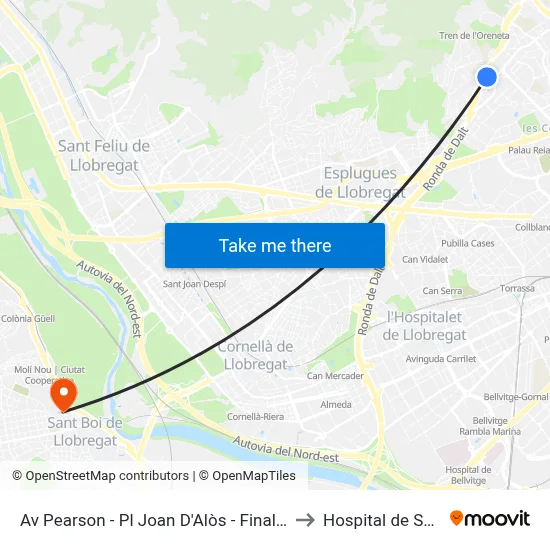 Av Pearson - Pl Joan D'Alòs - Final De Trajecte to Hospital de Sant Boi map
