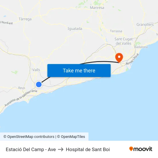 Estació Del Camp - Ave to Hospital de Sant Boi map