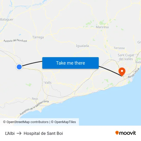 L'Albi to Hospital de Sant Boi map