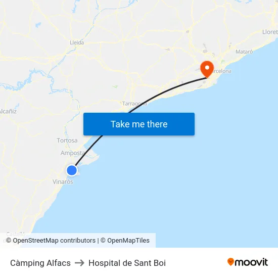 Càmping Alfacs to Hospital de Sant Boi map