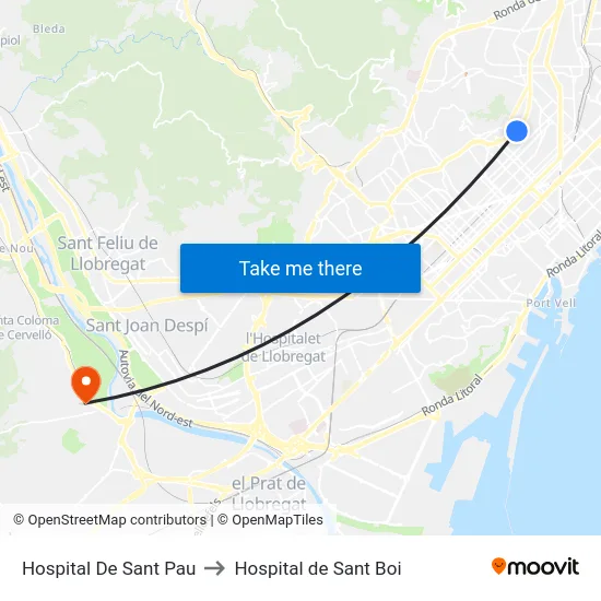 Hospital De Sant Pau to Hospital de Sant Boi map
