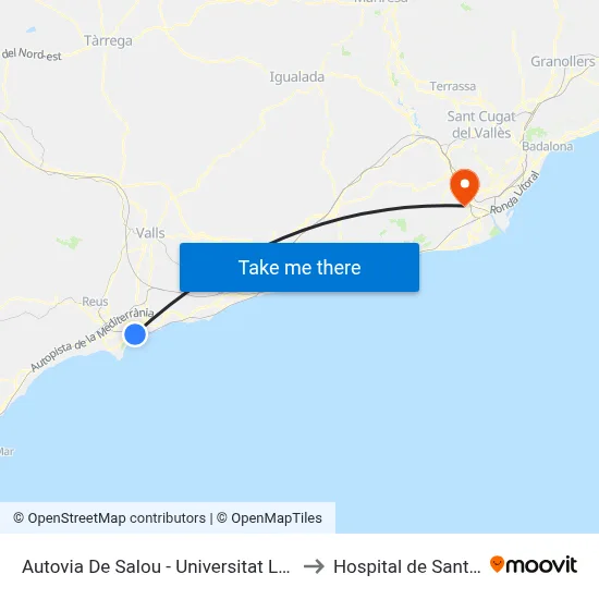 Autovia De Salou - Universitat Laboral to Hospital de Sant Boi map