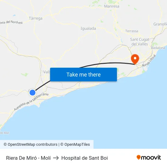 Riera De Miró - Molí to Hospital de Sant Boi map