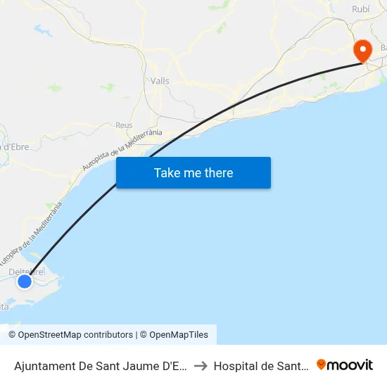 Ajuntament De Sant Jaume D'Enveja to Hospital de Sant Boi map