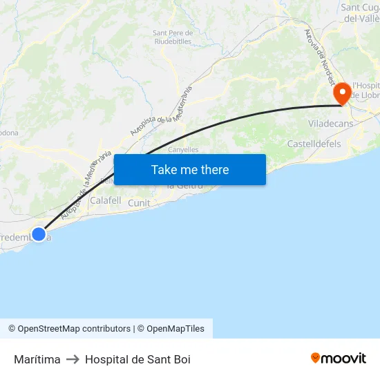 Marítima to Hospital de Sant Boi map