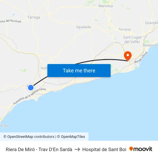 Riera De Miró - Trav D'En Sardà to Hospital de Sant Boi map