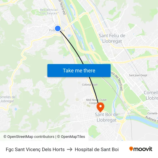 Fgc Sant Vicenç Dels Horts to Hospital de Sant Boi map