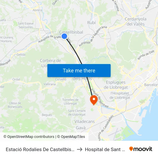 Estació Rodalies De Castellbisbal to Hospital de Sant Boi map