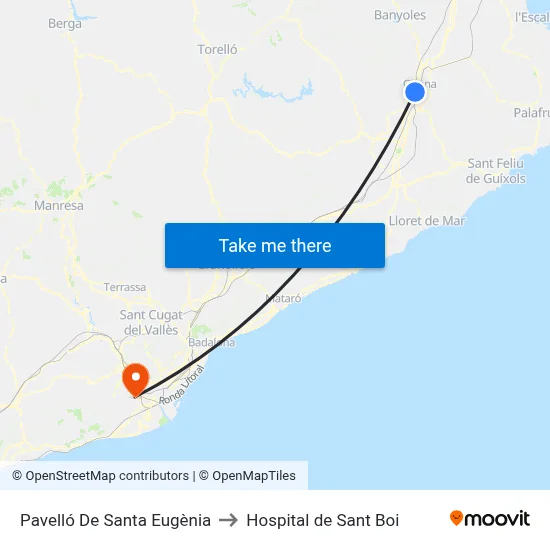 Pavelló De Santa Eugènia to Hospital de Sant Boi map