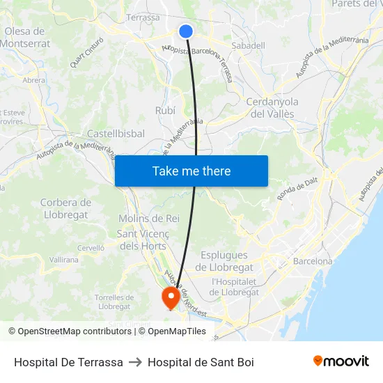 Hospital De Terrassa to Hospital de Sant Boi map