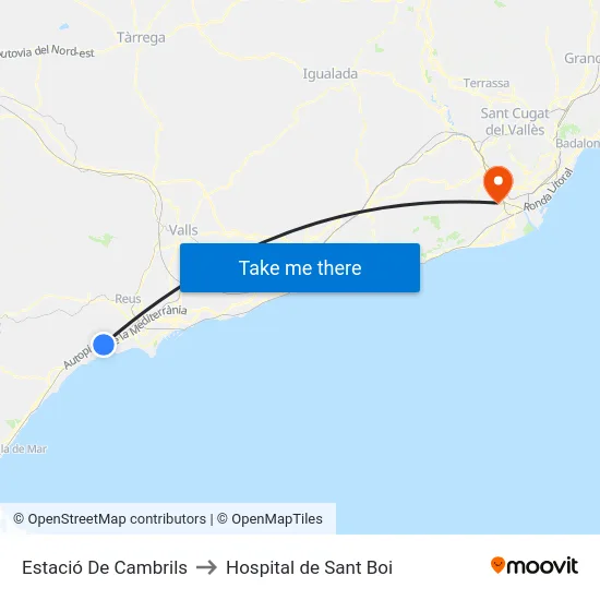 Estació De Cambrils to Hospital de Sant Boi map