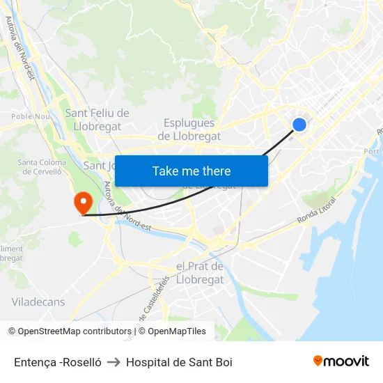 Entença -Roselló to Hospital de Sant Boi map