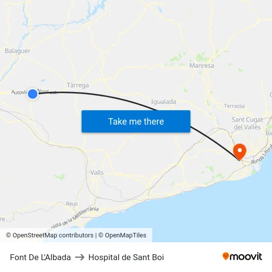 Font De L'Albada to Hospital de Sant Boi map