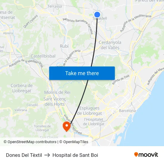 Dones Del Tèxtil to Hospital de Sant Boi map