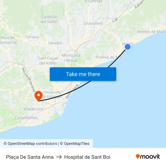 Plaça De Santa Anna to Hospital de Sant Boi map