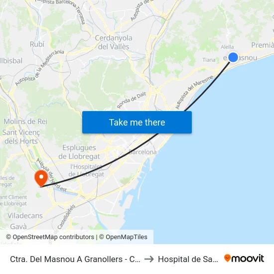 Ctra. Del Masnou A Granollers - Can Torras to Hospital de Sant Boi map