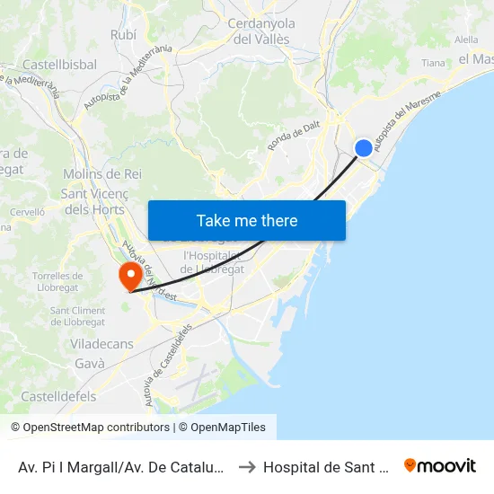 Av. Pi I Margall/Av. De Catalunya to Hospital de Sant Boi map