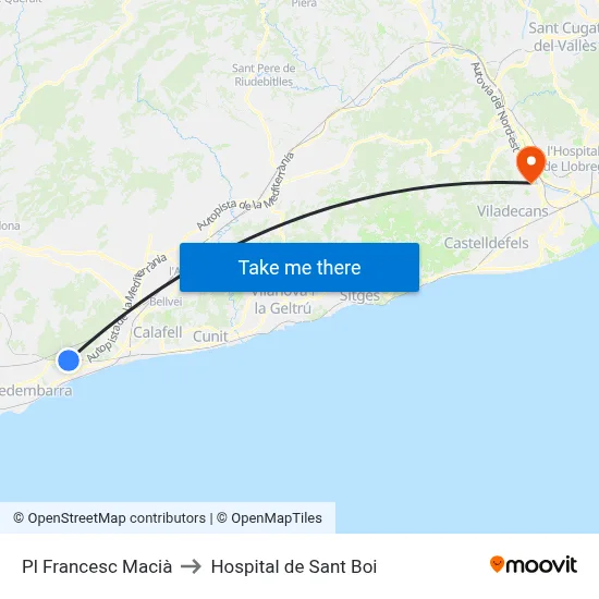 Pl Francesc Macià to Hospital de Sant Boi map