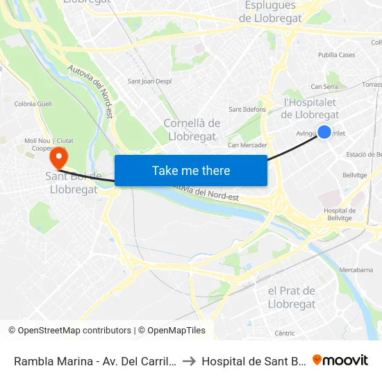 Rambla Marina - Av. Del Carrilet to Hospital de Sant Boi map
